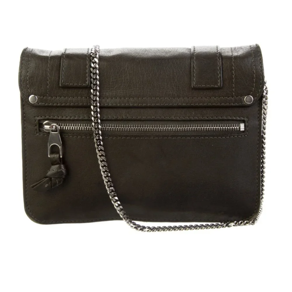 Pre-loved Proenza Schouler PS1 Leather Chain-Link Crossbody Wallet Bag in Gray!
